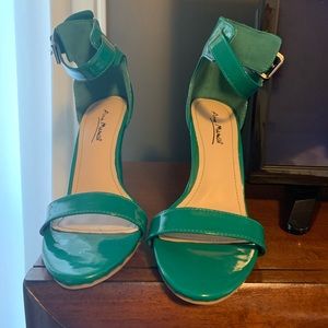 Green strappy heels